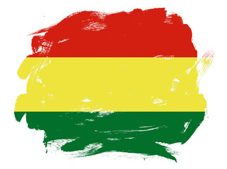 Bolivia flag on abstract painted white stroke brush background