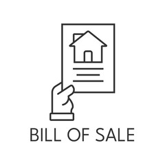 Bill of sale icon outline. Real estate simple vector illustration