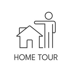 Home tour icon outline. Real estate simple vector illustration