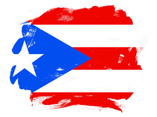 Puerto rico flag on abstract painted white stroke brush background