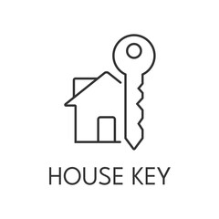 House key icon outline. Real estate simple vector illustration