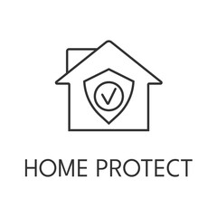 Home protect icon outline. Real estate simple vector illustration