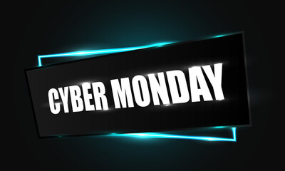 Cyber monday neon banner, vector art illustration.