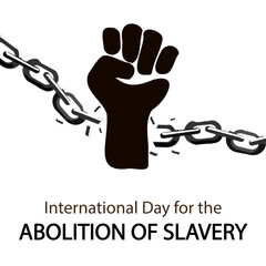 International day for the abolition of slavery hand breaks the chain, vector art illustration.