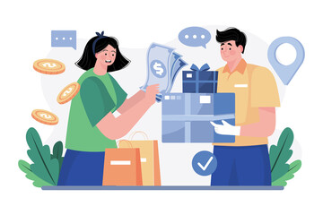 Cash On Delivery Illustration concept on white background