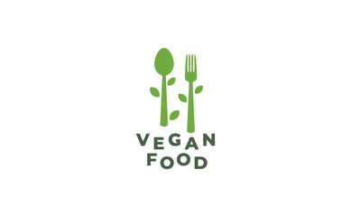 Vegan food logo. Vegan food icon. Vegan food illustration.