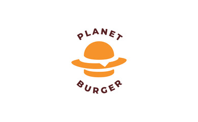 Burger illustration. Planet burger logo.  Burger icon. 