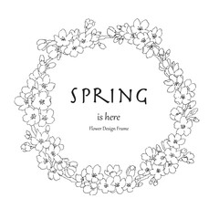 桜の花のフレーム-手描き