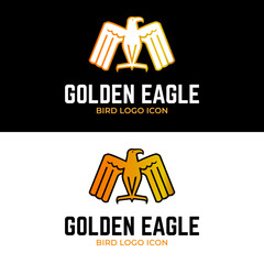 Golden eagle spread wings for simple classic financial and security company logo design