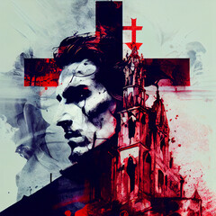 double exposure art of dracula and the cross