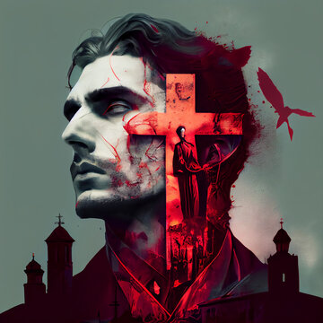 double exposure art of dracula and the cross