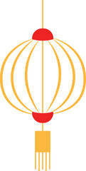 a Chinese New Year decoration in the form of yellow and red hanging lanterns
