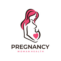 Pregnancy Pregnant Woman Maternal Logo Vector Icon Illustration