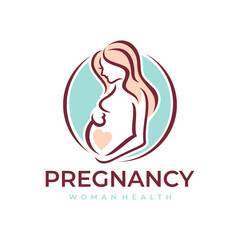 Pregnancy Pregnant Woman Maternal Logo Vector Icon Illustration