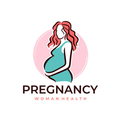 Pregnancy Pregnant Woman Maternal Logo Vector Icon Illustration