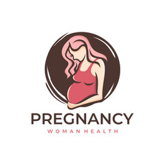 Pregnancy Pregnant Woman Maternal Logo Vector Icon Illustration
