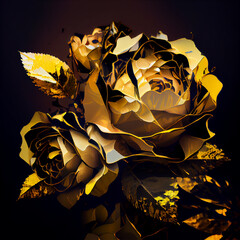 Golden roses shattering glitch art