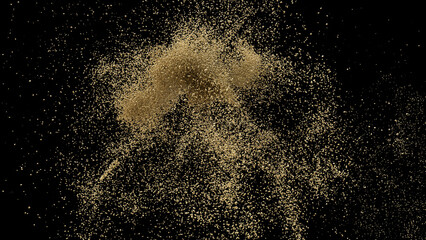 Fototapeta premium 3D rendering of burst of sand granules or dirt on black background