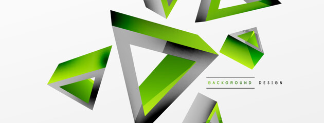 3d triangle abstract background. Basic shape technology or business concept composition. Trendy techno business template for wallpaper, banner, background or landing