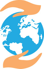 Earth Hands on white background