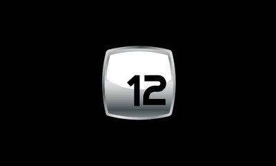 12 New Number Metal Silver Modern Logo