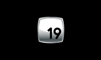 19 New Number Metal Silver Modern Logo