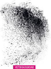 a burst of black sand. Black grainy texture isolated on white background. Dust overlay. Dark noise granules