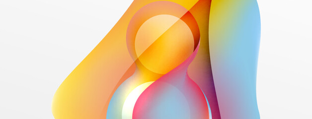 Fluid abstract background, round shapes and circle flowing design for wallpaper, banner, background or landing