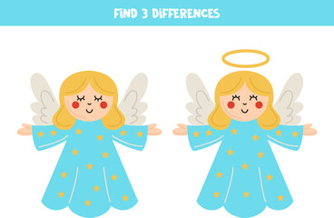 Find three differences between two cute angels.