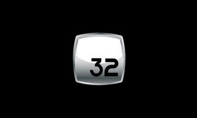 32 New Number Metal Silver Modern Logo