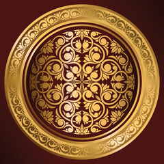 Golden ornate vintage decorative emblem