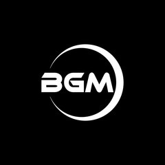 BGM letter logo design with black background in illustrator, cube logo, vector logo, modern alphabet font overlap style. calligraphy designs for logo, Poster, Invitation, etc.