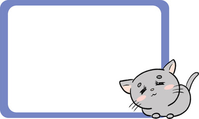 かわいい猫の青フレーム