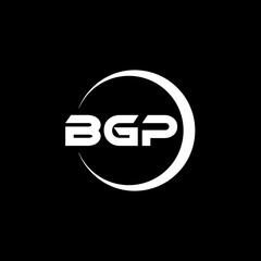 BGP letter logo design with black background in illustrator, cube logo, vector logo, modern alphabet font overlap style. calligraphy designs for logo, Poster, Invitation, etc.
