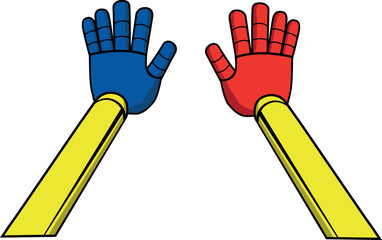 poppy hands game blue and red