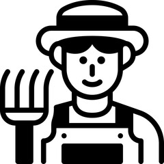 farmer man solid line icon