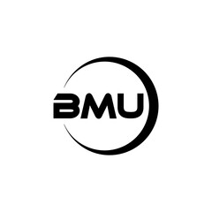 BMU letter logo design with white background in illustrator, cube logo, vector logo, modern alphabet font overlap style. calligraphy designs for logo, Poster, Invitation, etc.