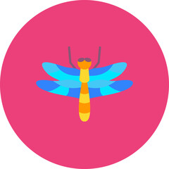 Dragonfly Multicolor Circle Flat Icon