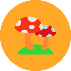 Mushroom Multicolor Circle Flat Icon
