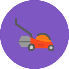 Lawn Mower Multicolor Circle Flat Icon