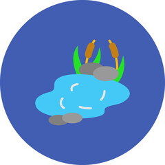 Pond Multicolor Circle Flat Icon