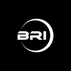 BRI letter logo design with black background in illustrator, cube logo, vector logo, modern alphabet font overlap style. calligraphy designs for logo, Poster, Invitation, etc.