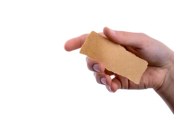  Torn paper with tattered edge,  isolated on white background. Rip papers, ripped note blank piece