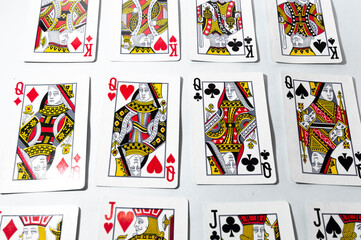 Poker deck with white background,several playing cards with white background