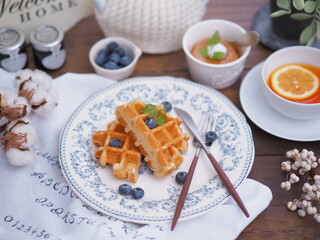 ベルギーワッフルでティータイム