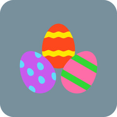 Easter Egg Multicolor Round Corner Flat Icon