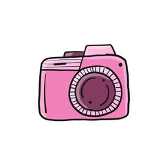 Old fashioned vintage photocamera isolated on white for your design. Vector illustration