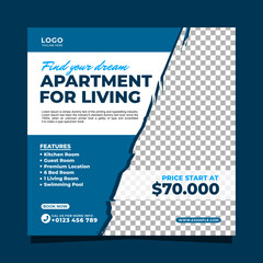 Obraz premium Real estate apartment social media banner post template