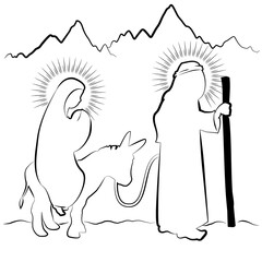 Christmas Nativity Mary and Joseph drawing