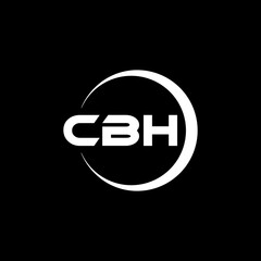CBH letter logo design with black background in illustrator, cube logo, vector logo, modern alphabet font overlap style. calligraphy designs for logo, Poster, Invitation, etc.